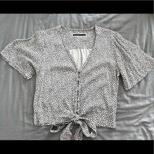 Abercrombie Flutter Sleeve Blouse with tie